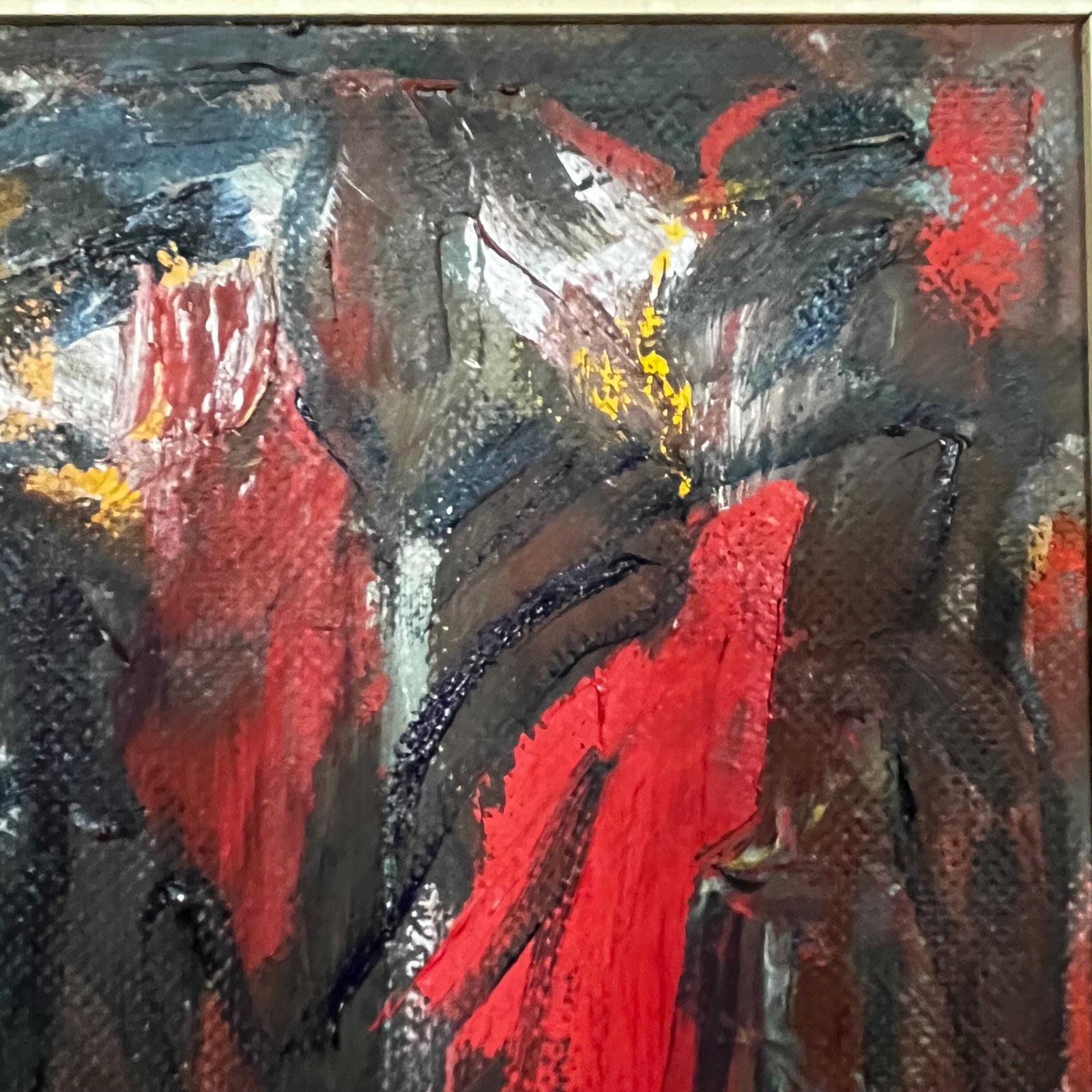 Abstract, 1958, Swedish Artist Gustav Gunnarsson, Oil Painting On Board photo vintage