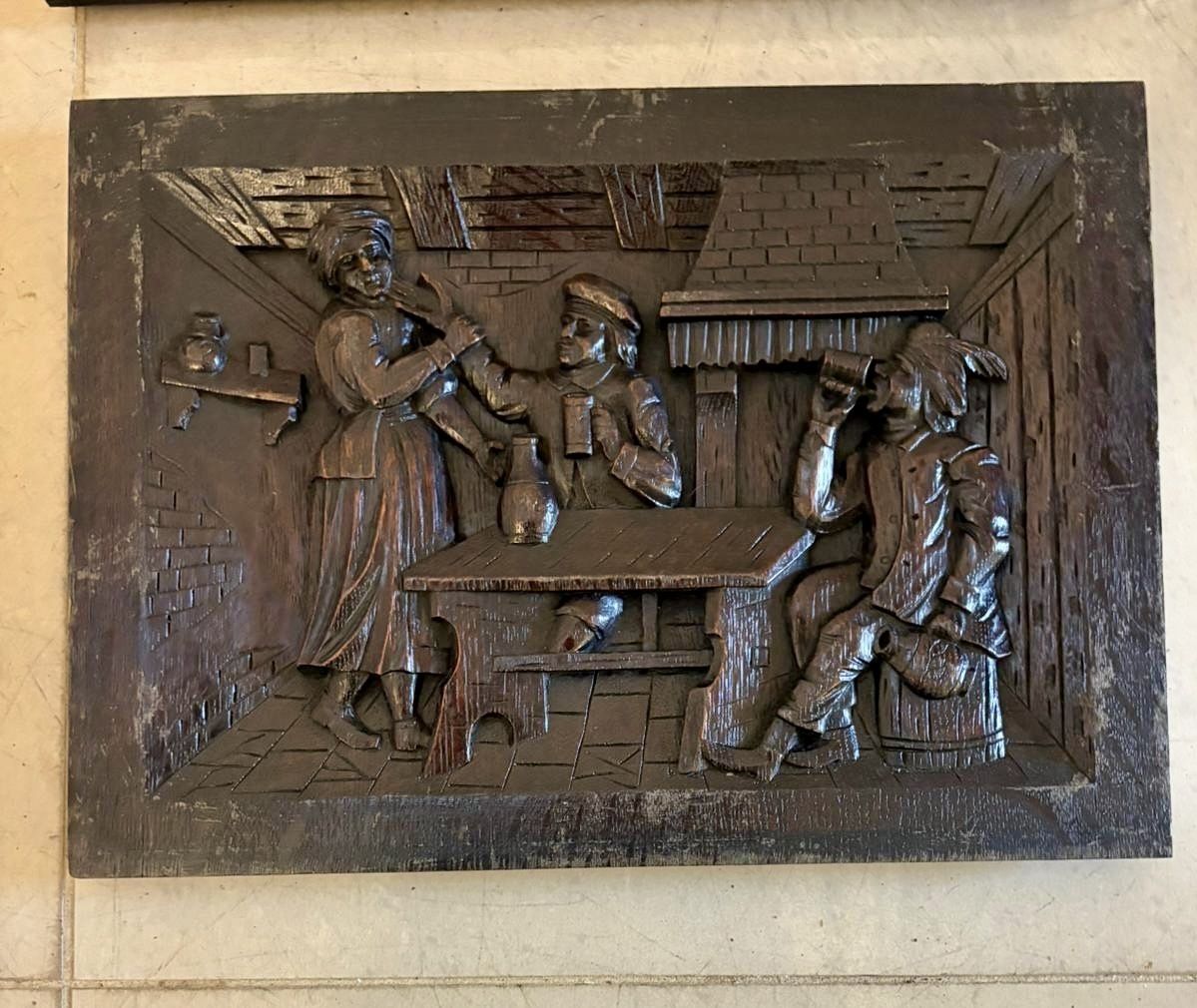 Set Of Nine Antique 19th Century Hand Carved Oak Panels photo vinterior