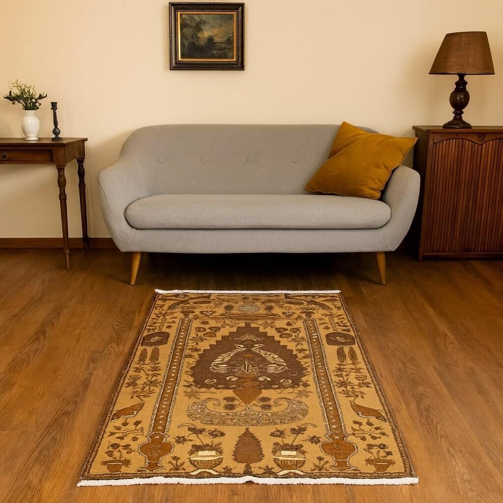 Antique Carpet Cotton Wool Heavy Knot Handmade 64 X 36 In photo furniture