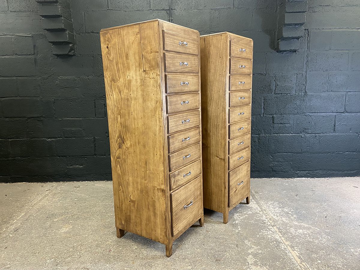Pair Of French Industrial Tall Bank Of Drawers, Mid Century. photo 1895.0