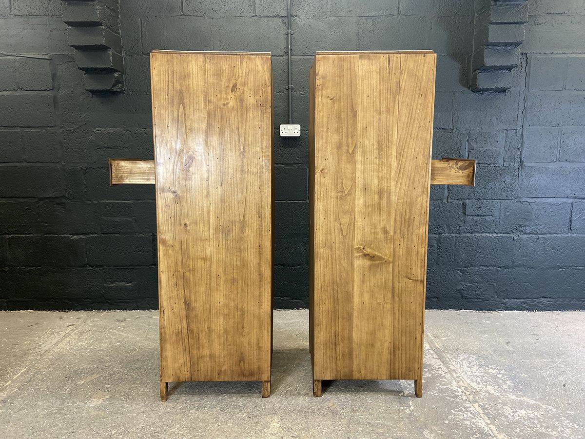 photo vintage Pair Of French Industrial Tall Bank Of Drawers, Mid Century.