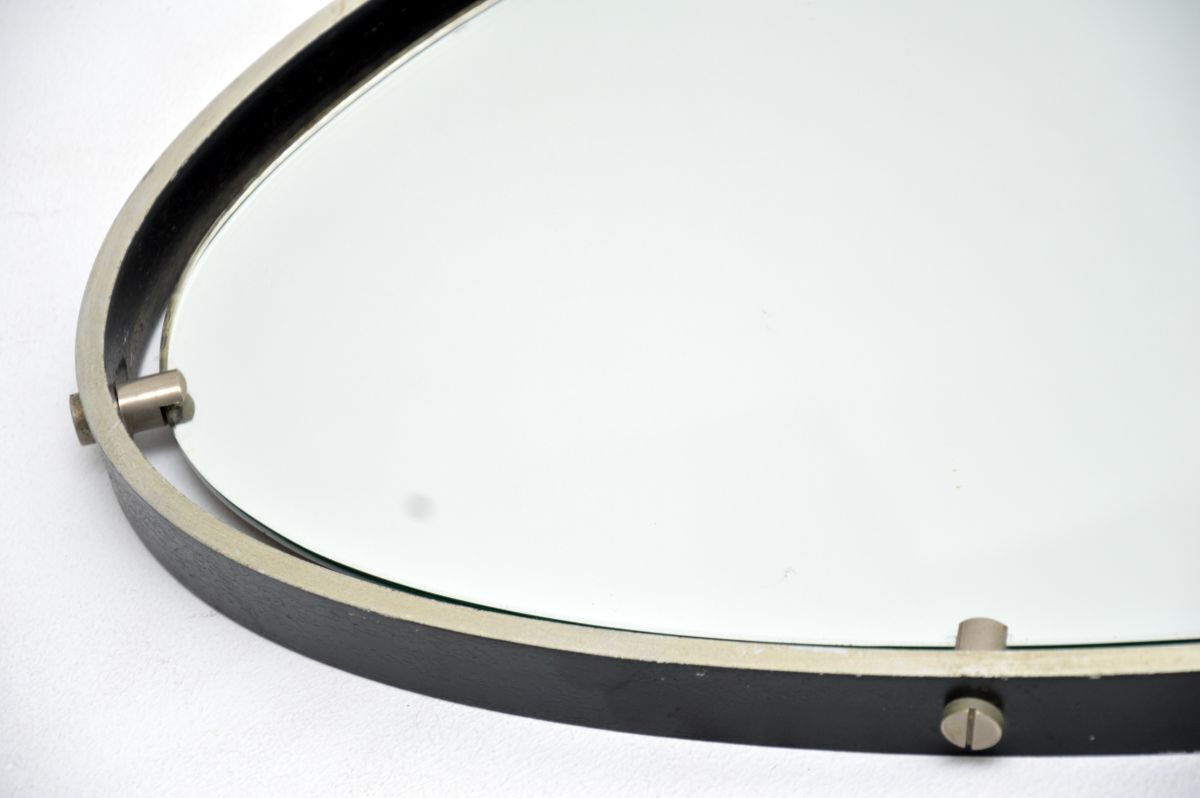 Vintage Steel, Leather And Rope Mirror photo buy