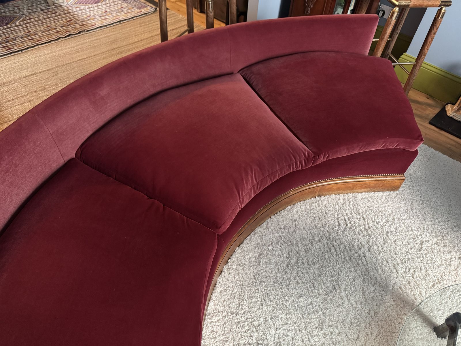 Furniture Red Velvet French/Hollywood Regency Canapé, Circa 1940s photo