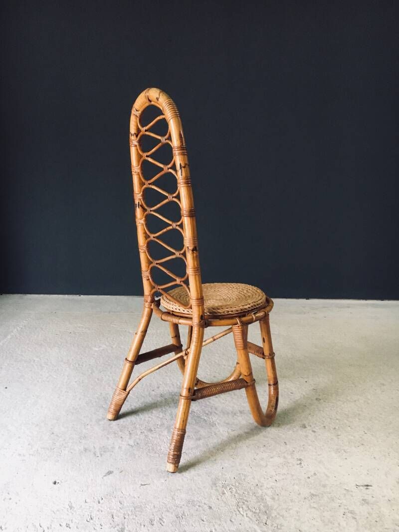 Mid Century Design Hoge Rug Bamboe Stoel Van Rohé Noordwolde, Jaren 1960, Nederland photo buy