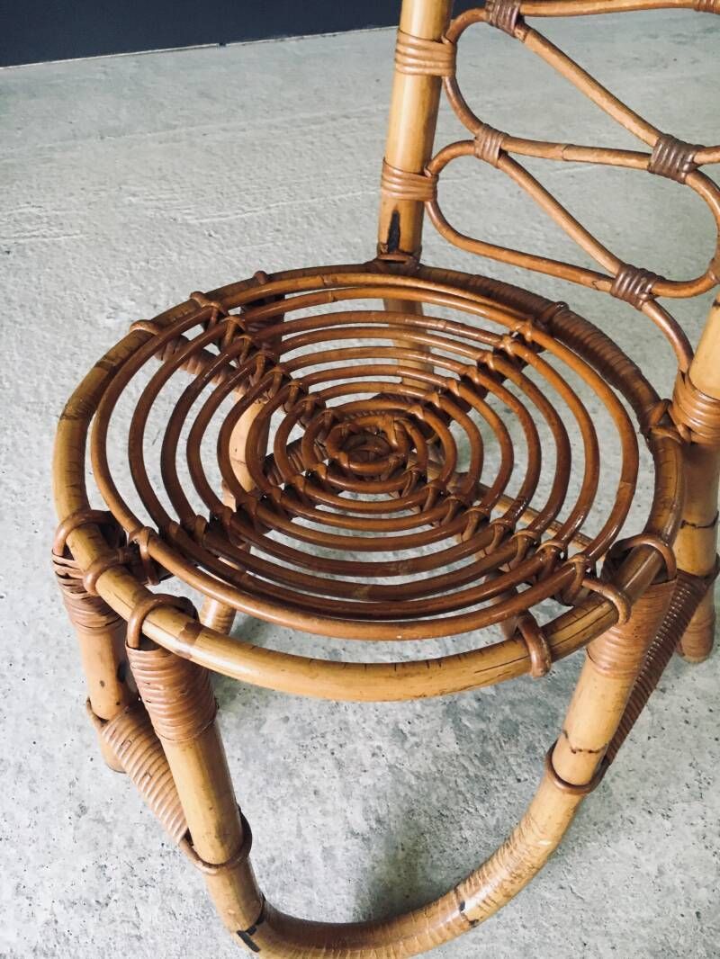 Furniture Midcentury Design High Back Bamboo Chair By Rohé Noordwolde, 1960's Netherlands photo