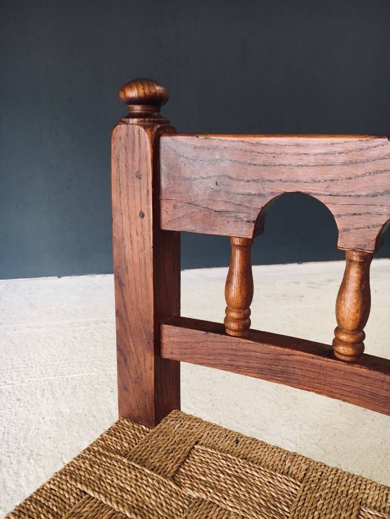 750.0 Travail Populaire Oak & Rope Side Chair, Belgium 1950's photo