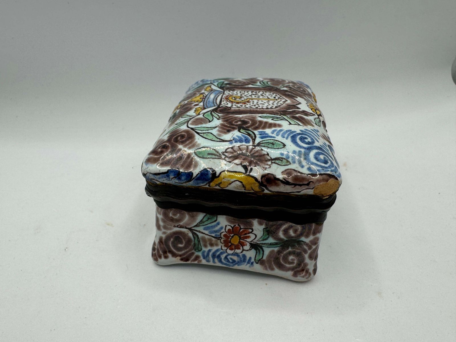 17th Century Dutch Delft Snuff / Patch Box photo for sale