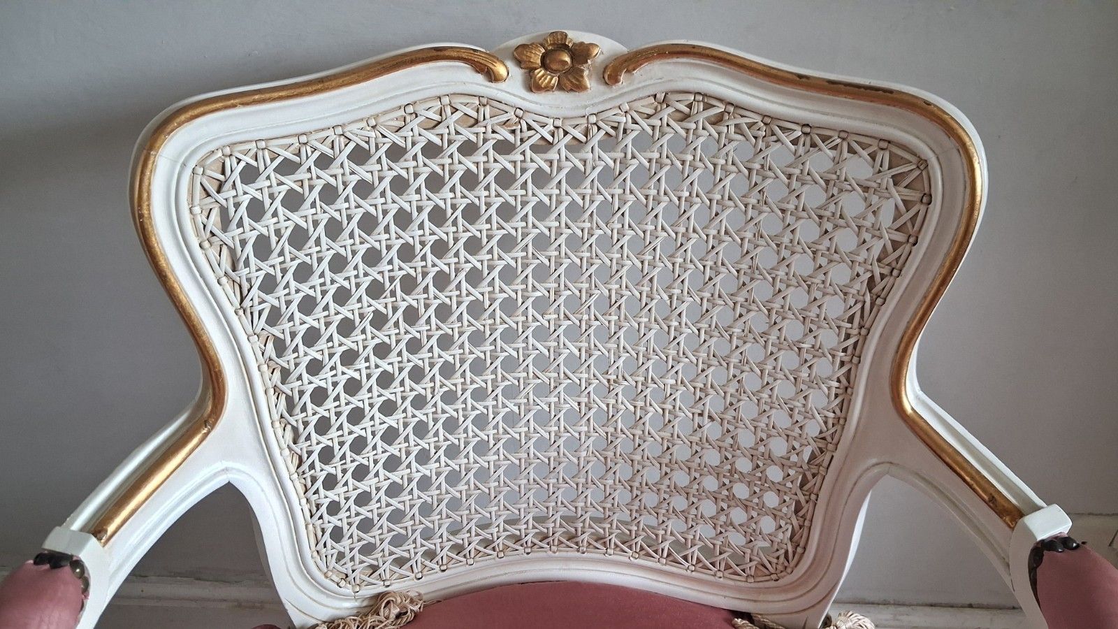 Beautiful French Louis XV  Cream And Gilt Upholstered Armchair /Bedroom Chair photo vintage
