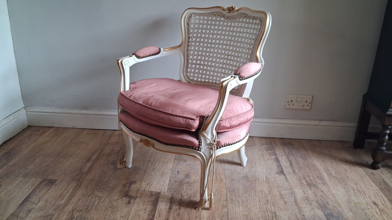 330.0 Beautiful French Louis XV  Cream And Gilt Upholstered Armchair /Bedroom Chair photo
