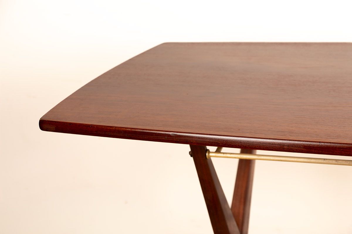 Table à manger et table basse scandinave vintage réglable en teck, par Frederik Kayser pour Gustav Bahus, Norvège, 1960. photo buy