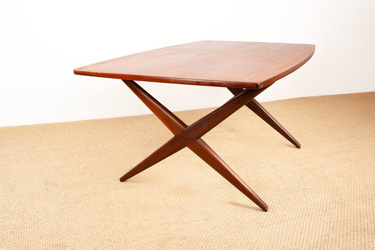 photo vinterior Table à manger et table basse scandinave vintage réglable en teck, par Frederik Kayser pour Gustav Bahus, Norvège, 1960.