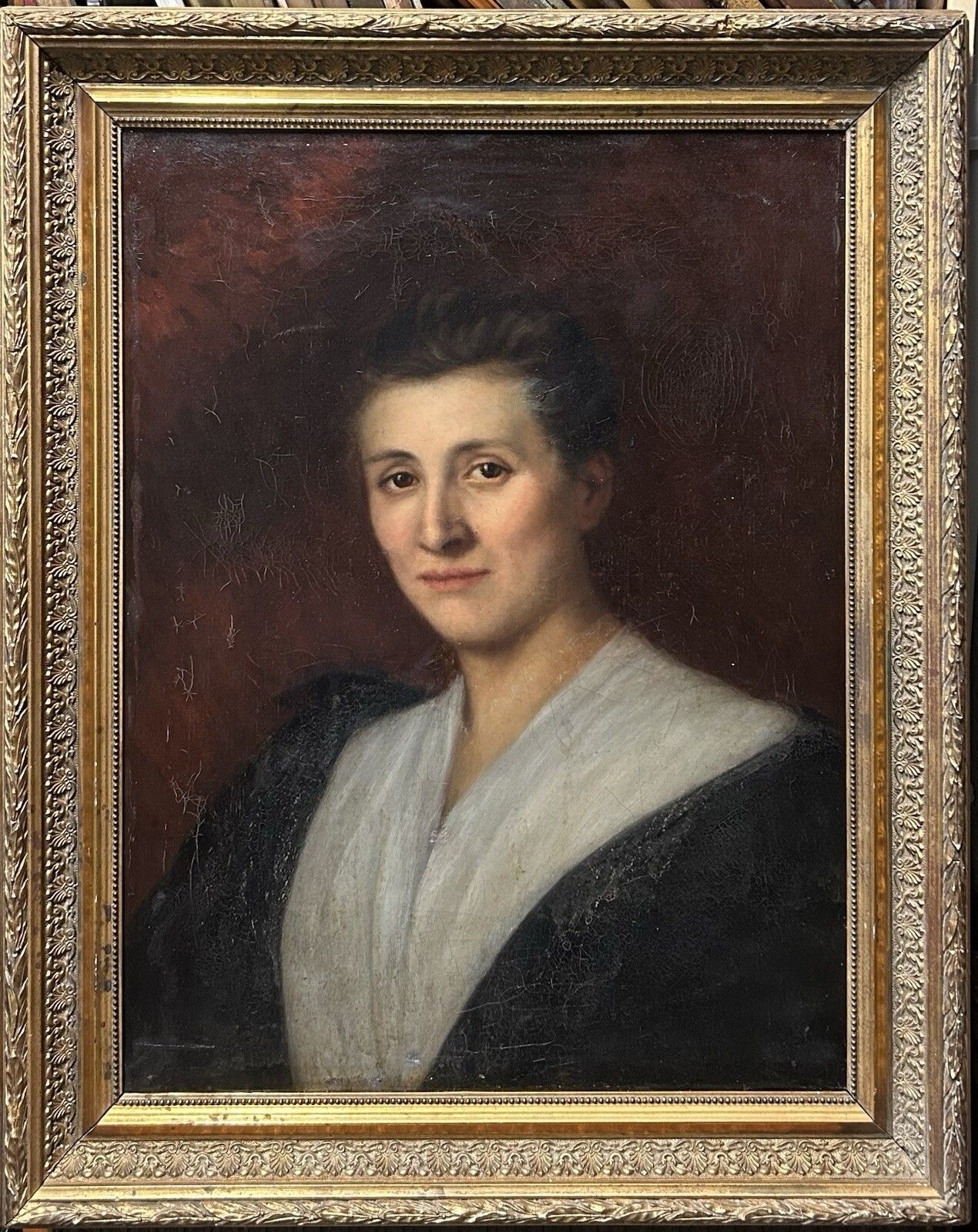 Antique 1830s–1850s Oil Painting On Canvas – Portrait Of A Woman