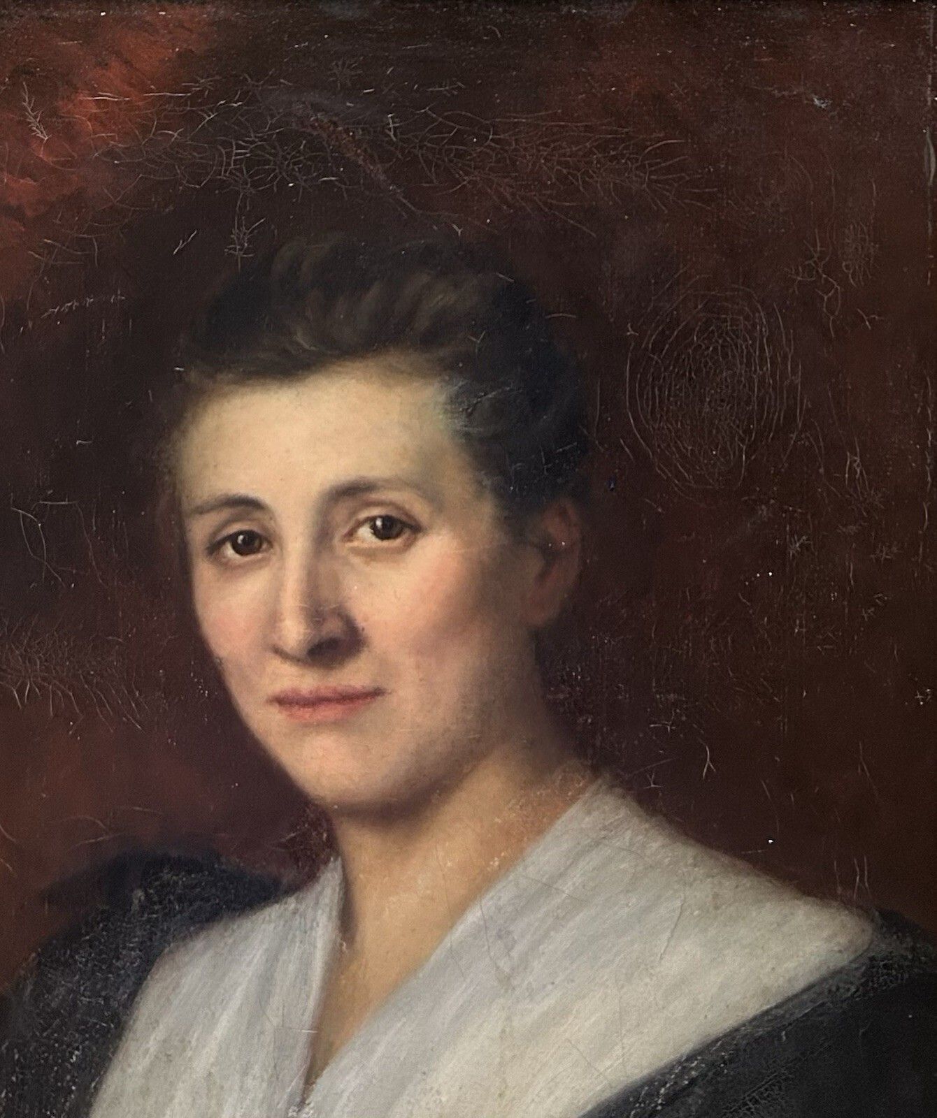 Antiek Olieverfschilderij Op Doek, Ca. 1830–1850 – Portret Van Een Vrouw photo 14500.0