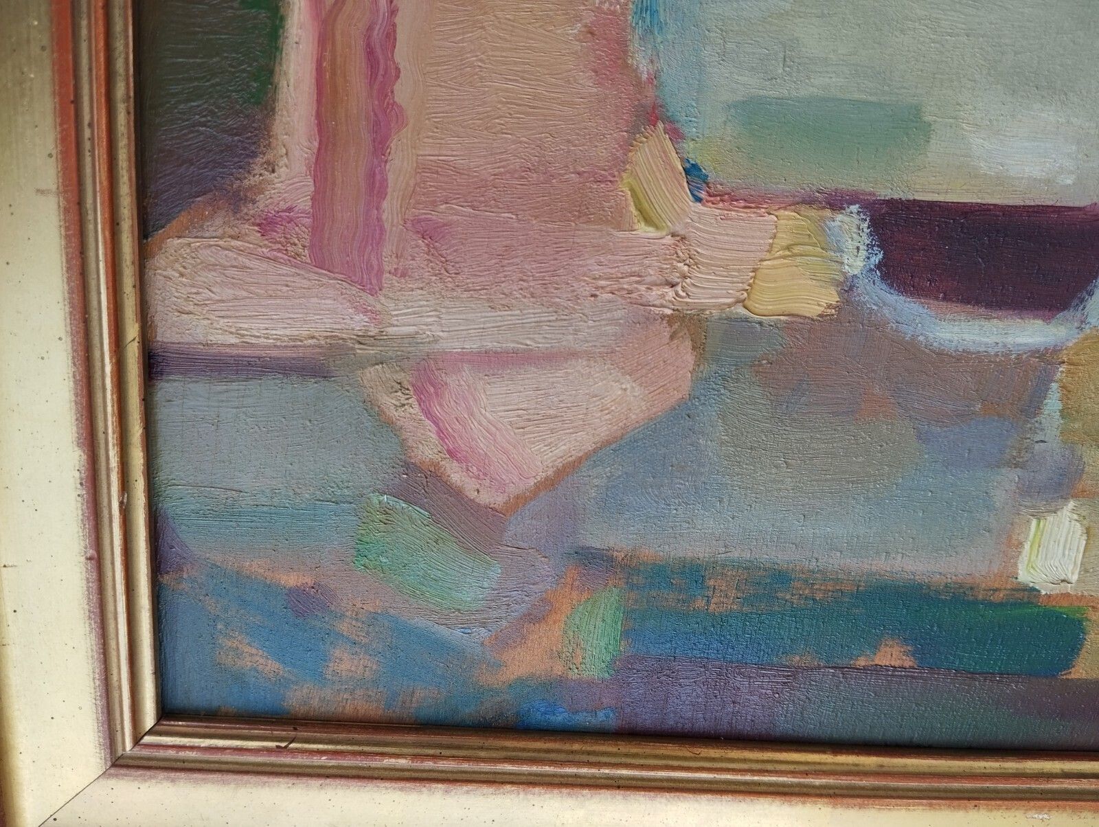 Fine Cubist Oil On Panel – Signed Floral Artwork photo buy