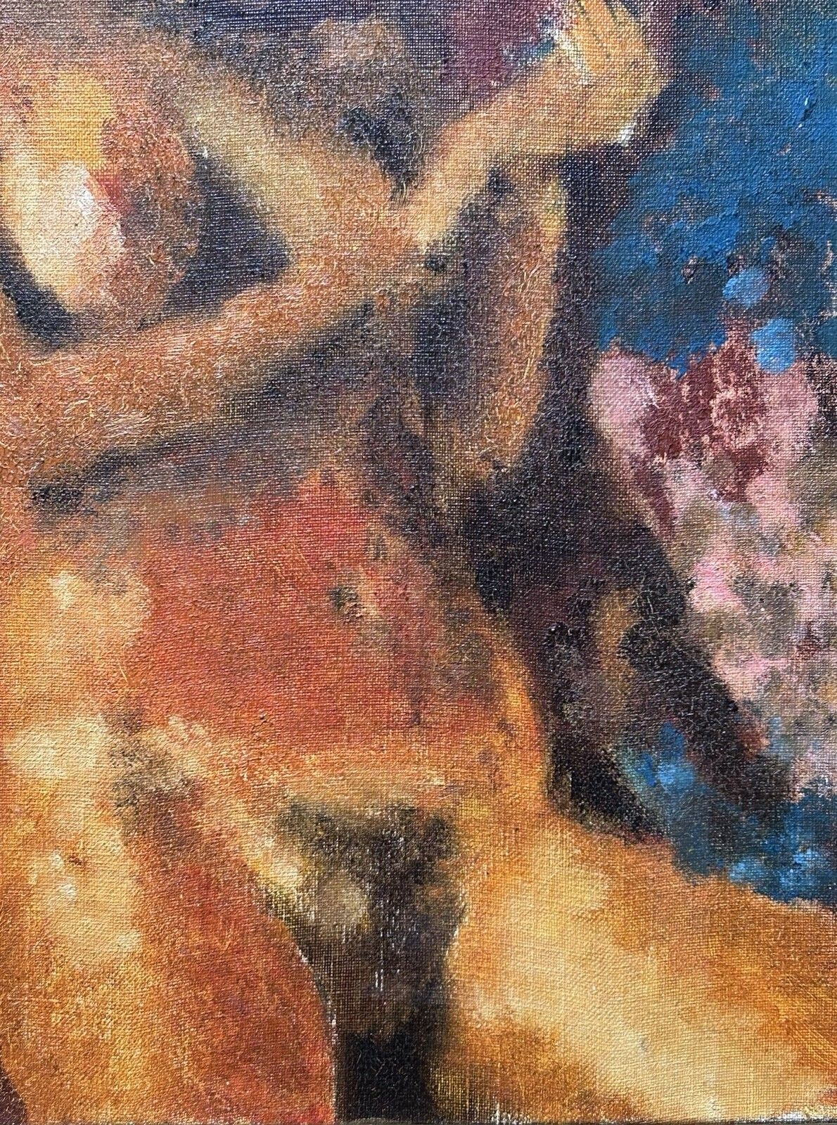 1920s Original Expressionist Oil On Canvas – Young Woman, Nude Portrait photo 850.0