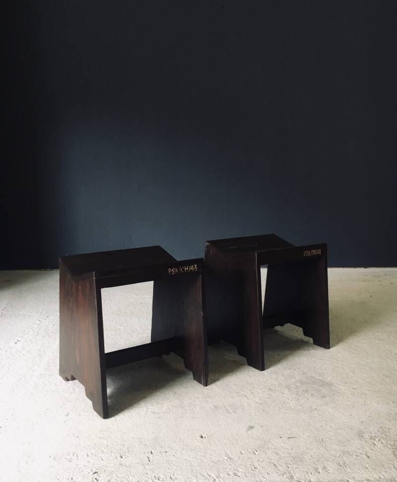 Modernistisch Design Pj Si 68 A Naaikkrukkenset Door Pierre Jeanneret Voor Chandigarh, Jaren 1950, India photo buy