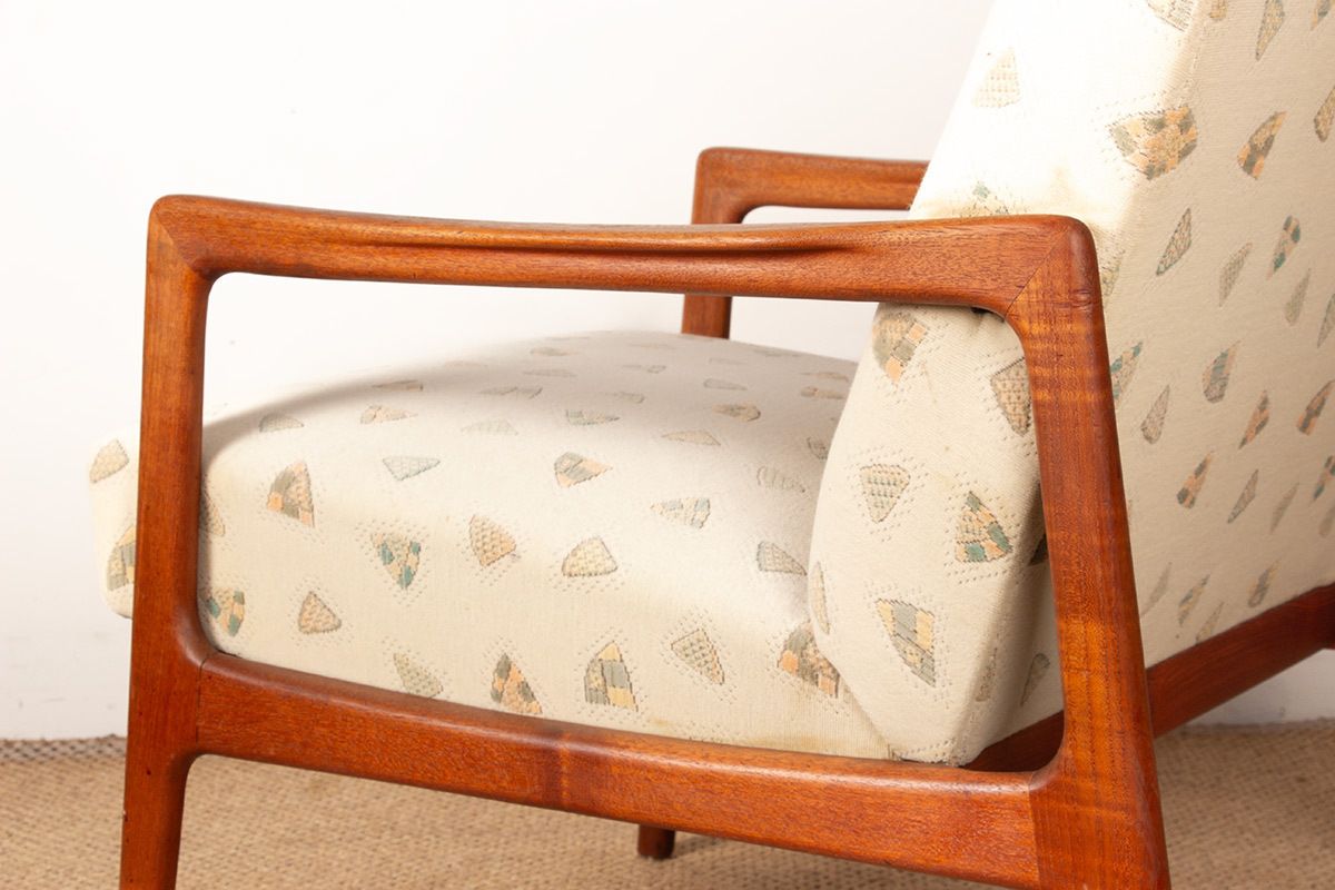 2200.0 Paire de fauteuils scandinaves en teck et tissu neuf, 1960. photo