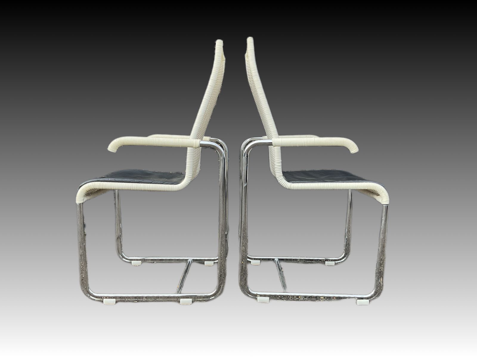 D20 Stainless Steel Leather Wicker Chairs For Tecta, Bauhaus Style photo furniture