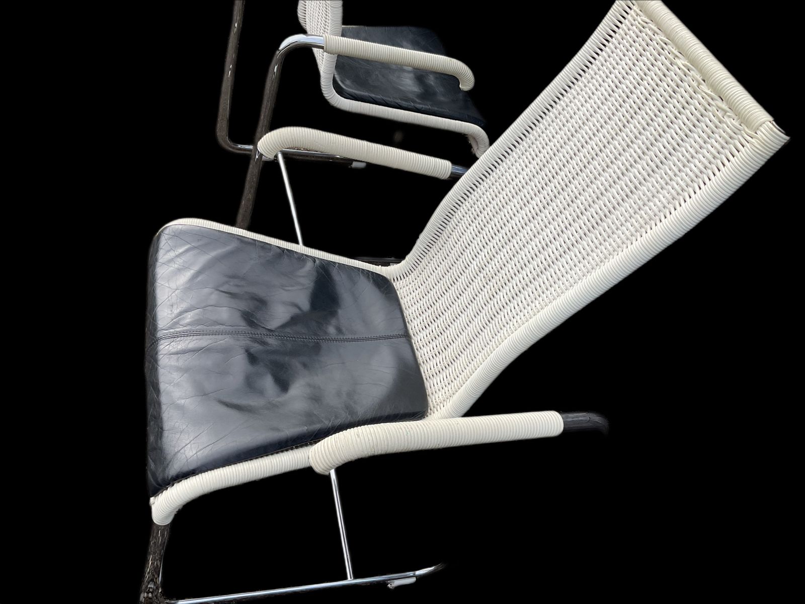 photo vinterior D20 Stainless Steel Leather Wicker Chairs For Tecta, Bauhaus Style