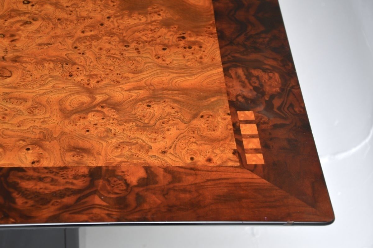 photo for sale Vintage Italian Inlaid Burr Wood Dining Table By Oscar Dell Arredamento