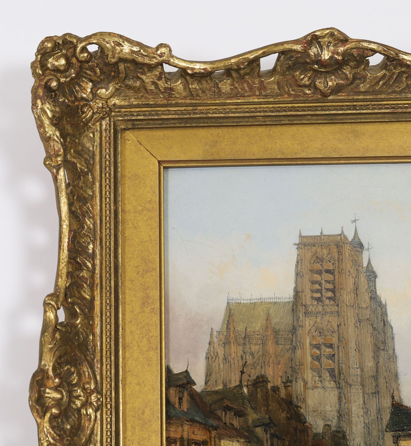 Antique Pair Of Architectural Views Oil Paintings Lewis J Wood Early 19th C photo buy
