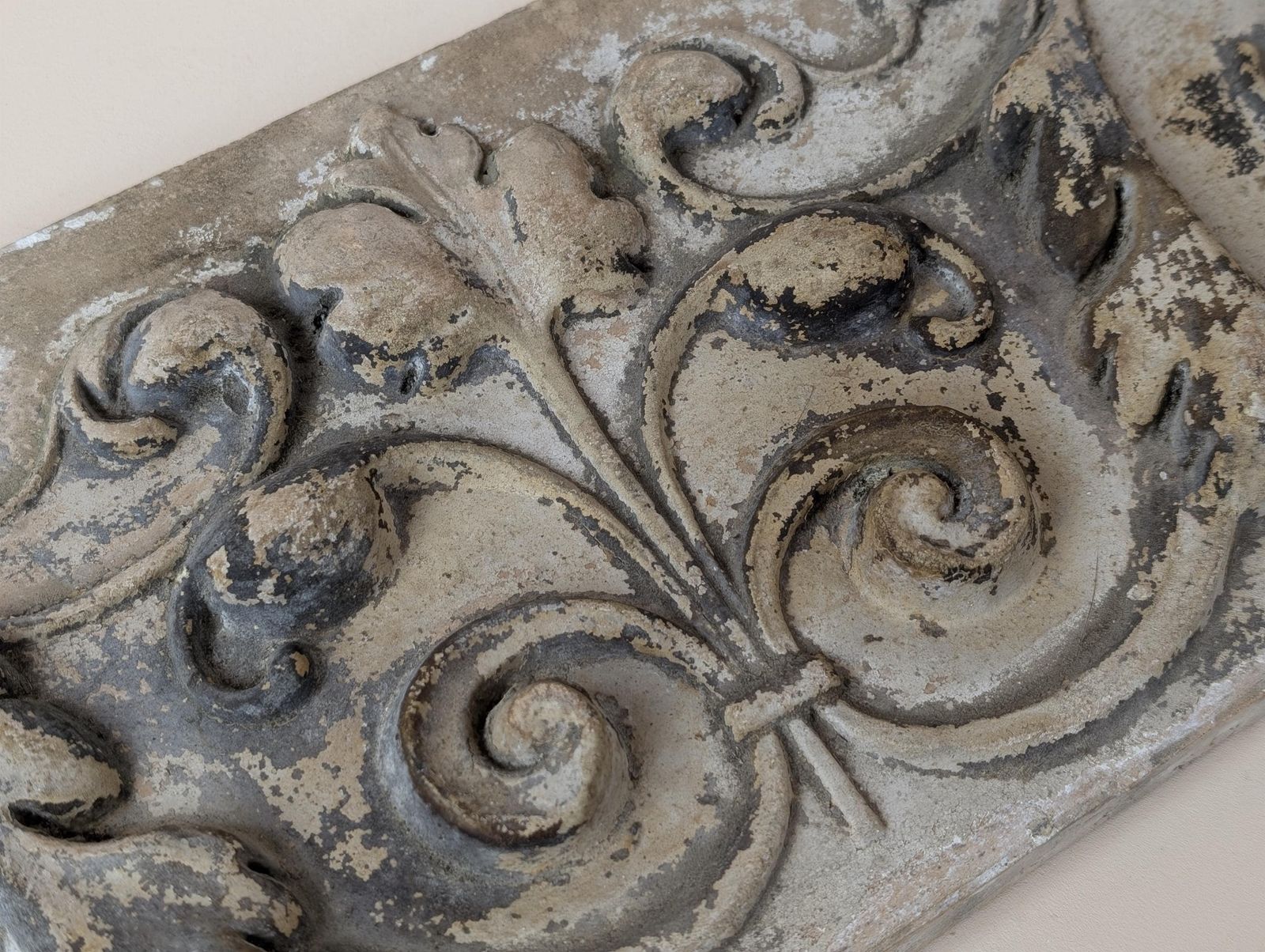 photo furniture Antique French Century Terracotta Floral 19th Century Architectural Bas Relief Plaque Wall Art