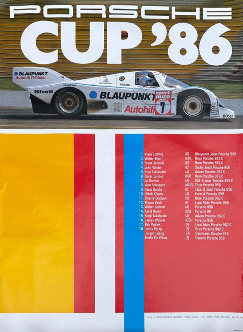 Porsche Cup '86 Original Vintage Poster