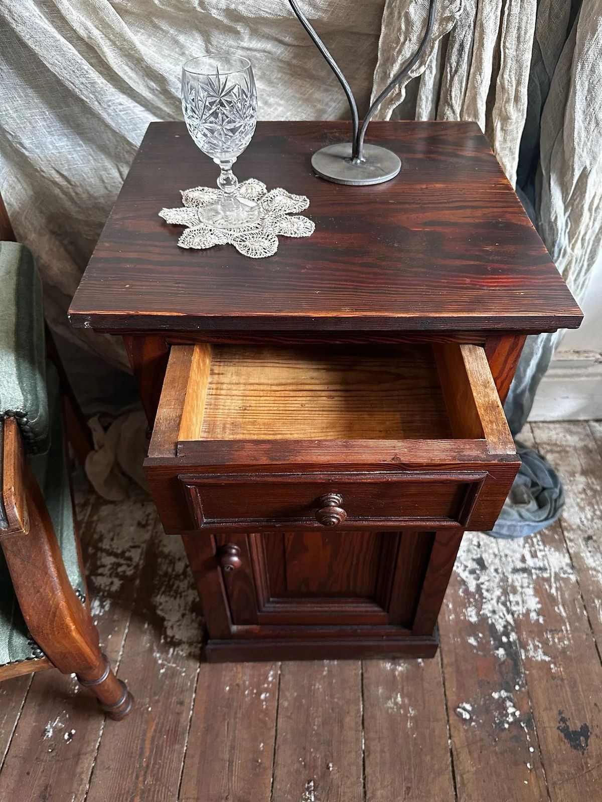 Pitch Pine Belgian Bedside Locker C1910 photo furniture