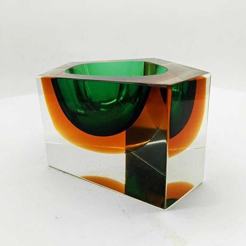 1960s Rare Multifaceted Asymmetrical Ashtray Or Catch All In Murano Glass By Flavio Poli For Seguso. Made In Italy. photo Home Decor