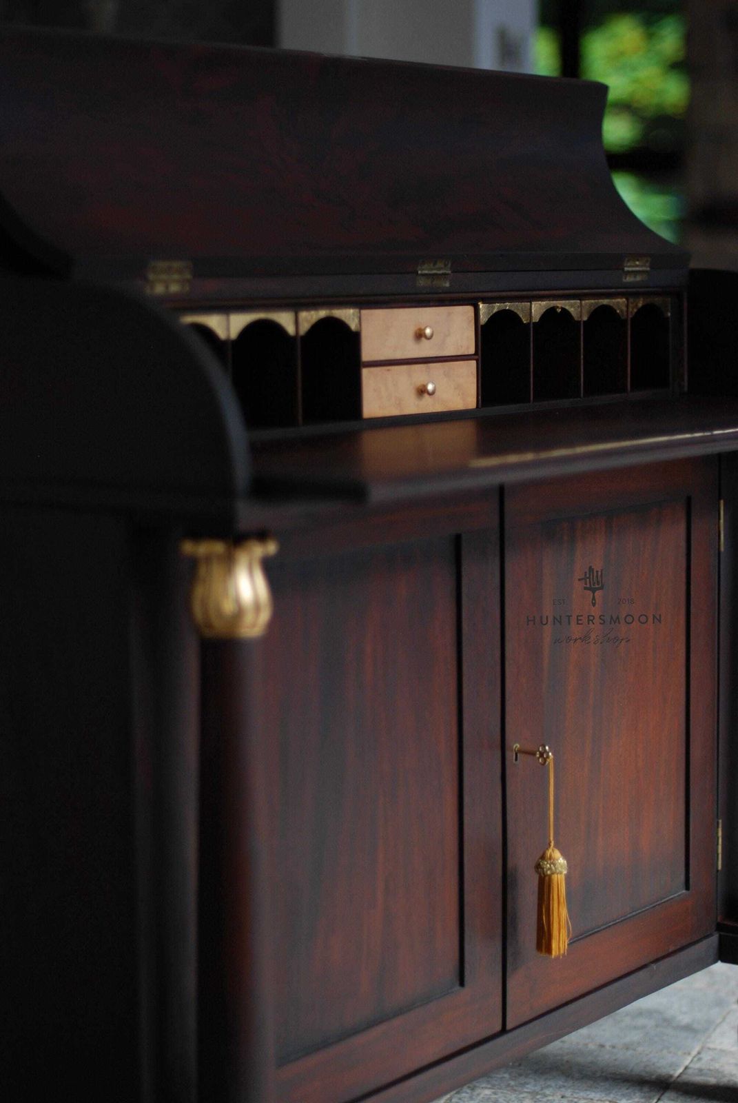 Furniture Antique Mahogany Cylinder Writing Bureau Chiffonier photo