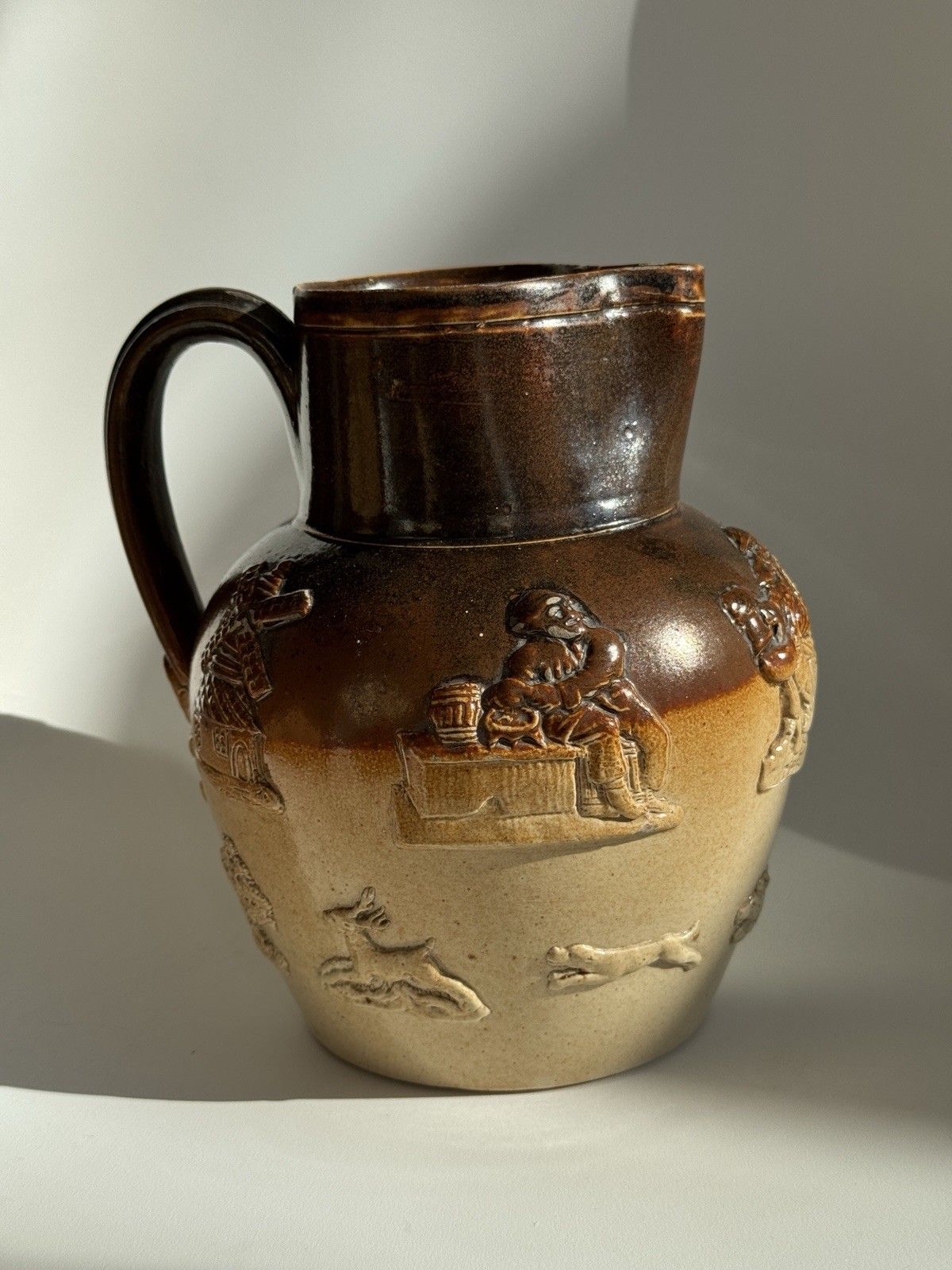 Large Antique Doulton Lambeth Pottery Salt Glaze Jug C1880 photo furniture