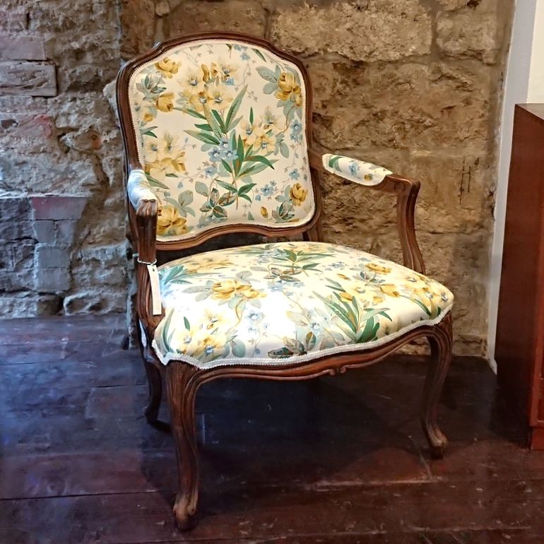 Louis XV Style 'Fauteuil' Upholstered Armchair