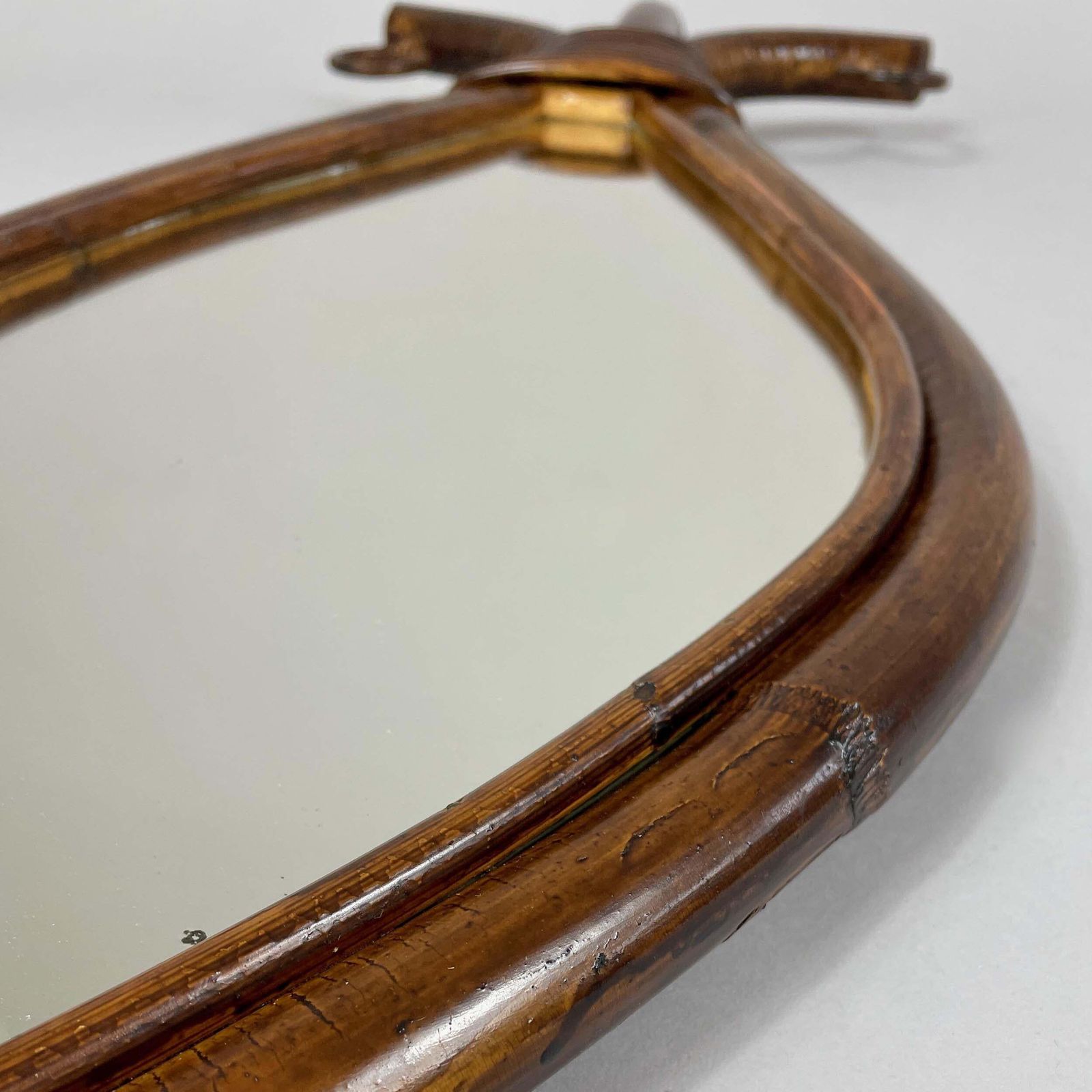 Mid Century Bamboo & Rattan Fish Shaped Mirror, France 1950s photo buy