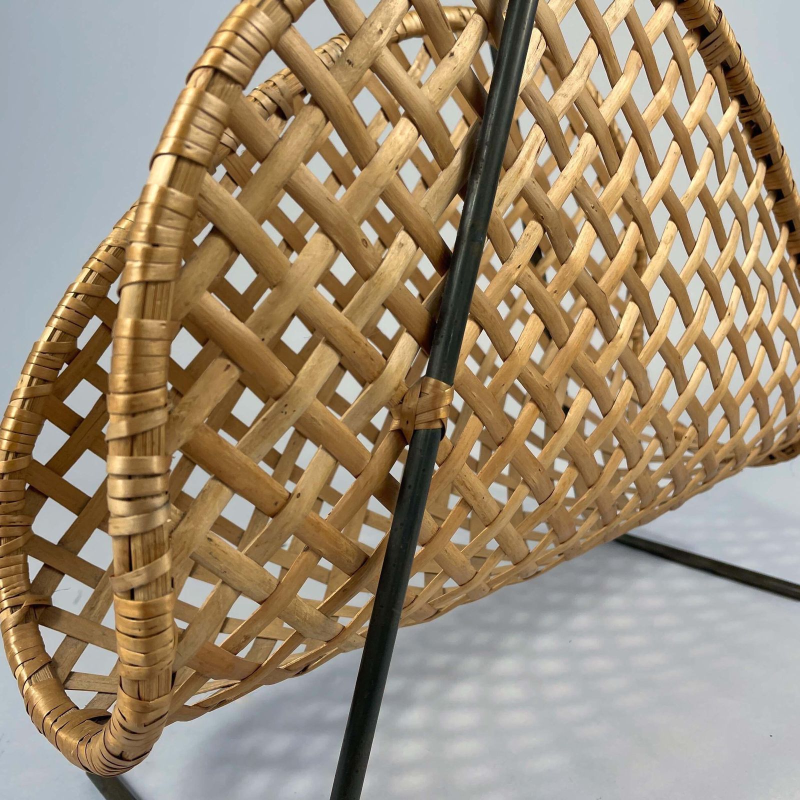 Rattan Wicker Magazine Rack, Austria 1950s photo buy