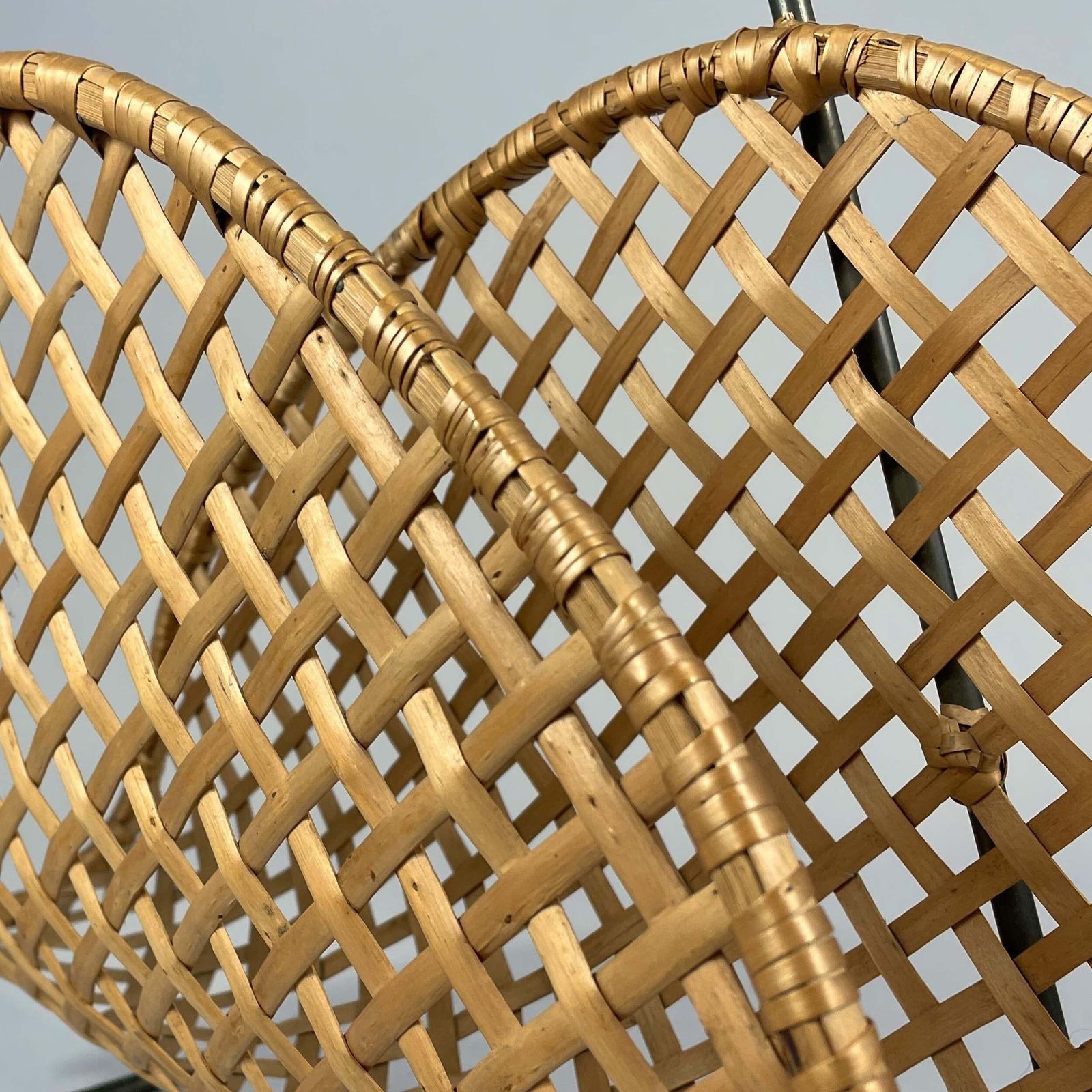 Rattan Wicker Magazine Rack, Austria 1950s photo vintage