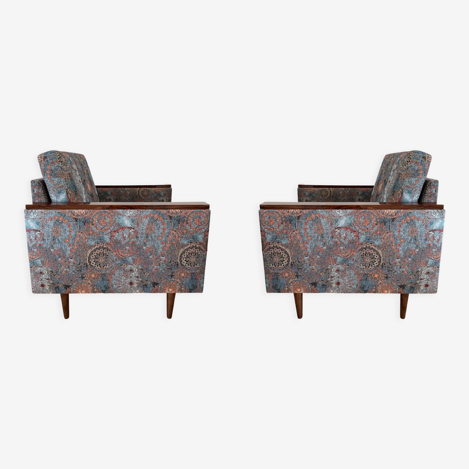 Mid Century Geometric Armchairs With Ethnic Motif, Europe, 1970s