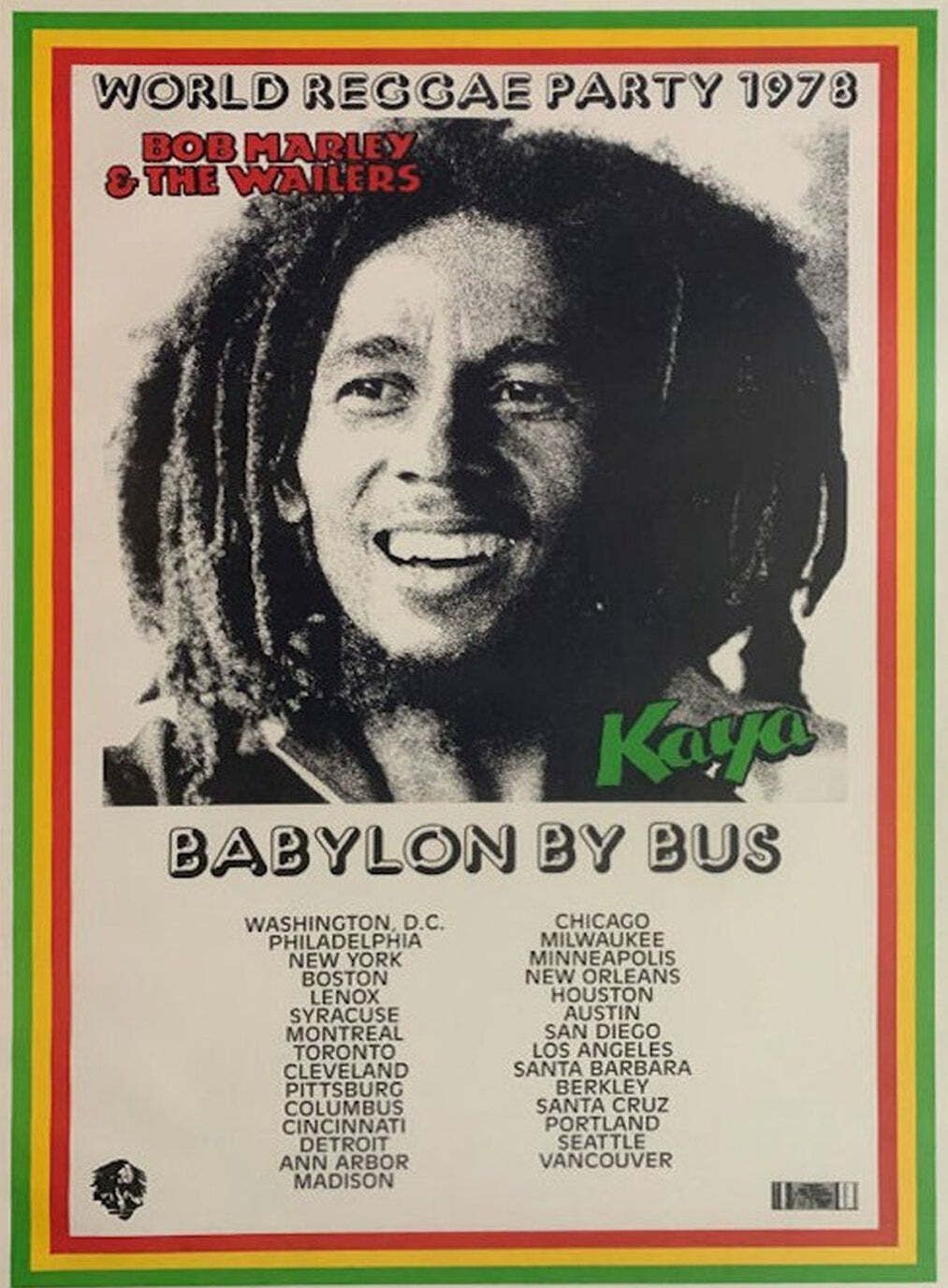 Bob Marley & The Wailers Babylon By Bus Tour Original Vintage Poster