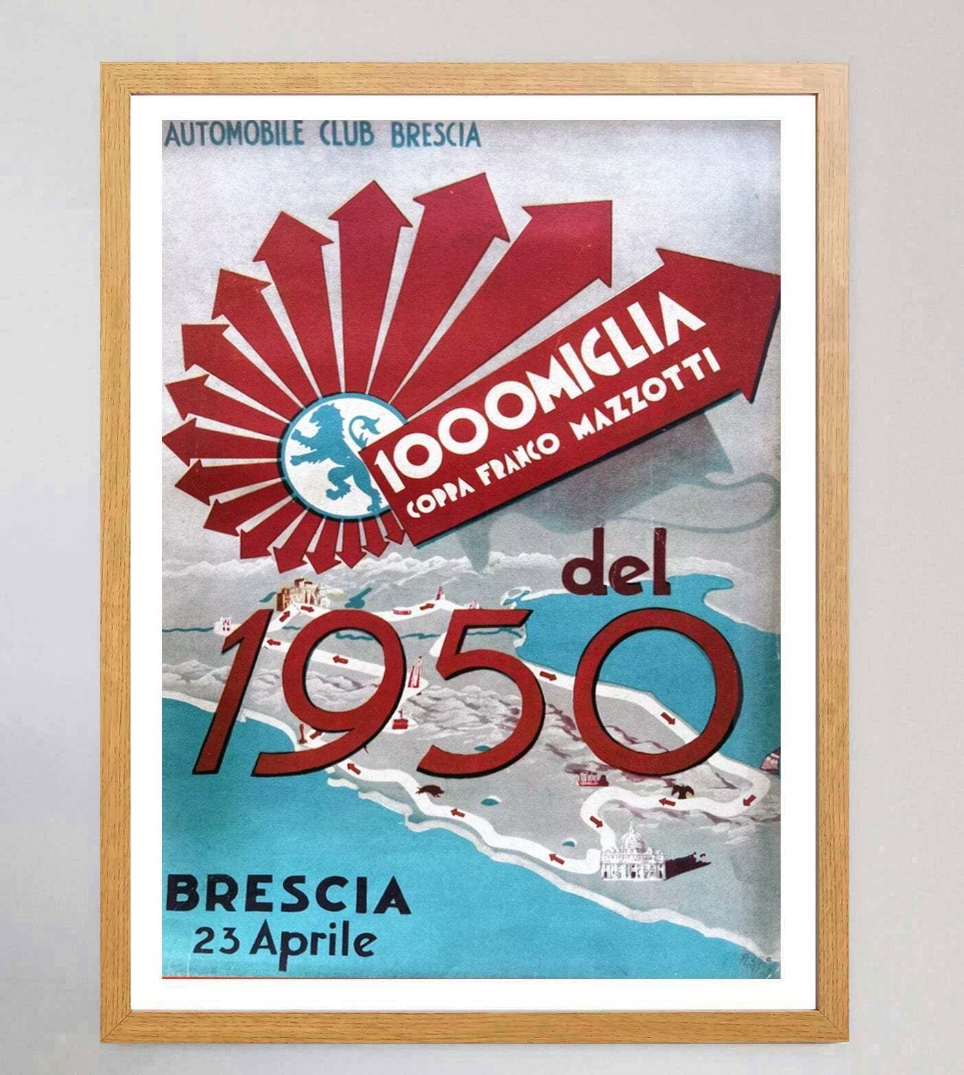 1950 Mille Miglia Race   Coppa Franco Mazzotti Original Vintage Poster photo Art