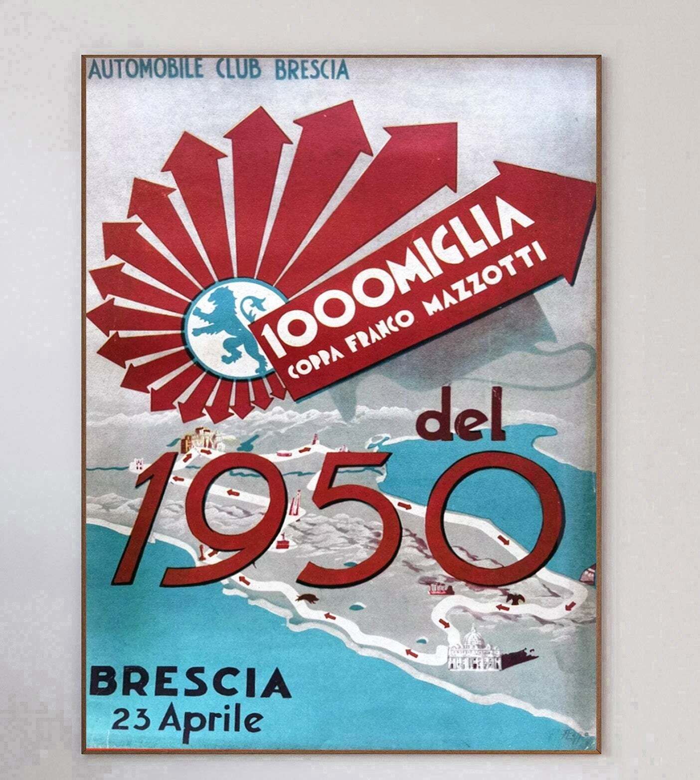 1950 Mille Miglia Race   Coppa Franco Mazzotti Original Vintage Poster photo 1089.0