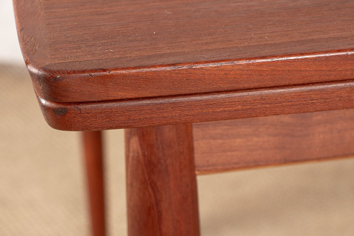 Table à manger danoise carrée et extensible en teck, modèle 592, par Arne Vodder pour Sibast, 1960. photo vintage