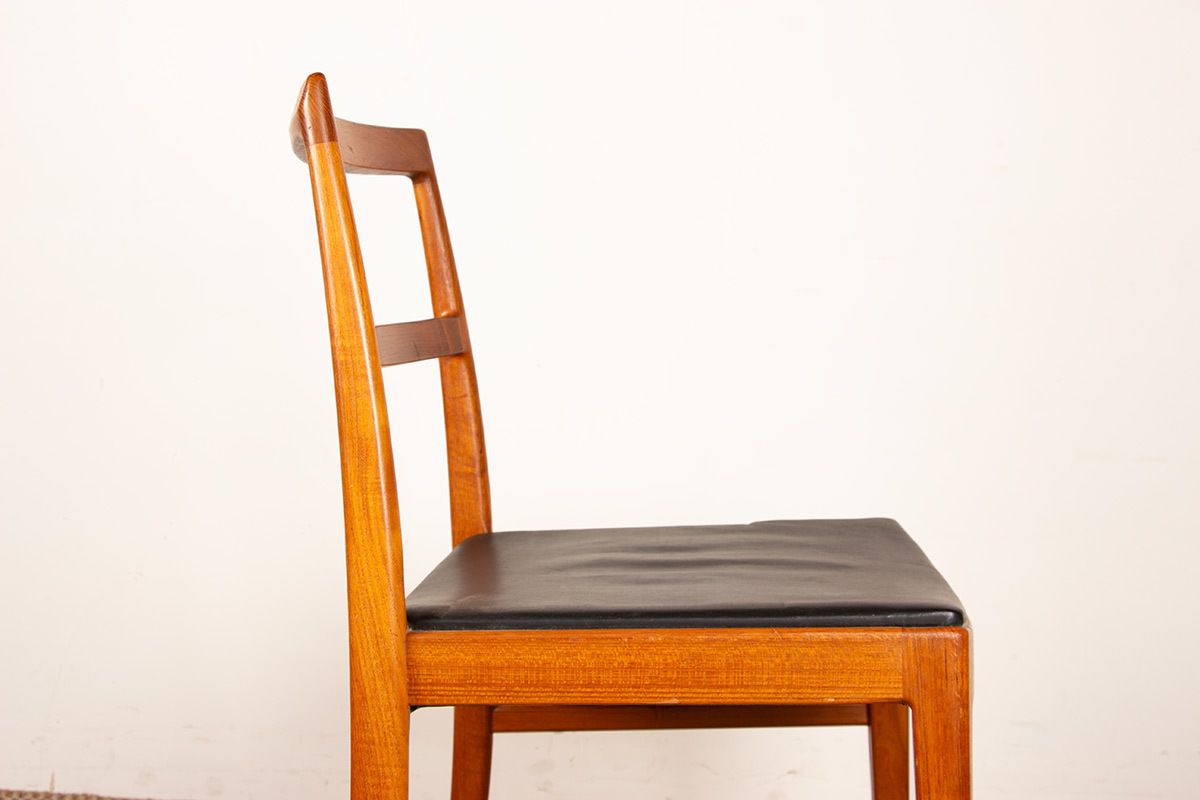 Set Of 4 Danish Teak And Leather Chairs, Model 430, By Arne Vodder For Sibast, 1960. photo vintage