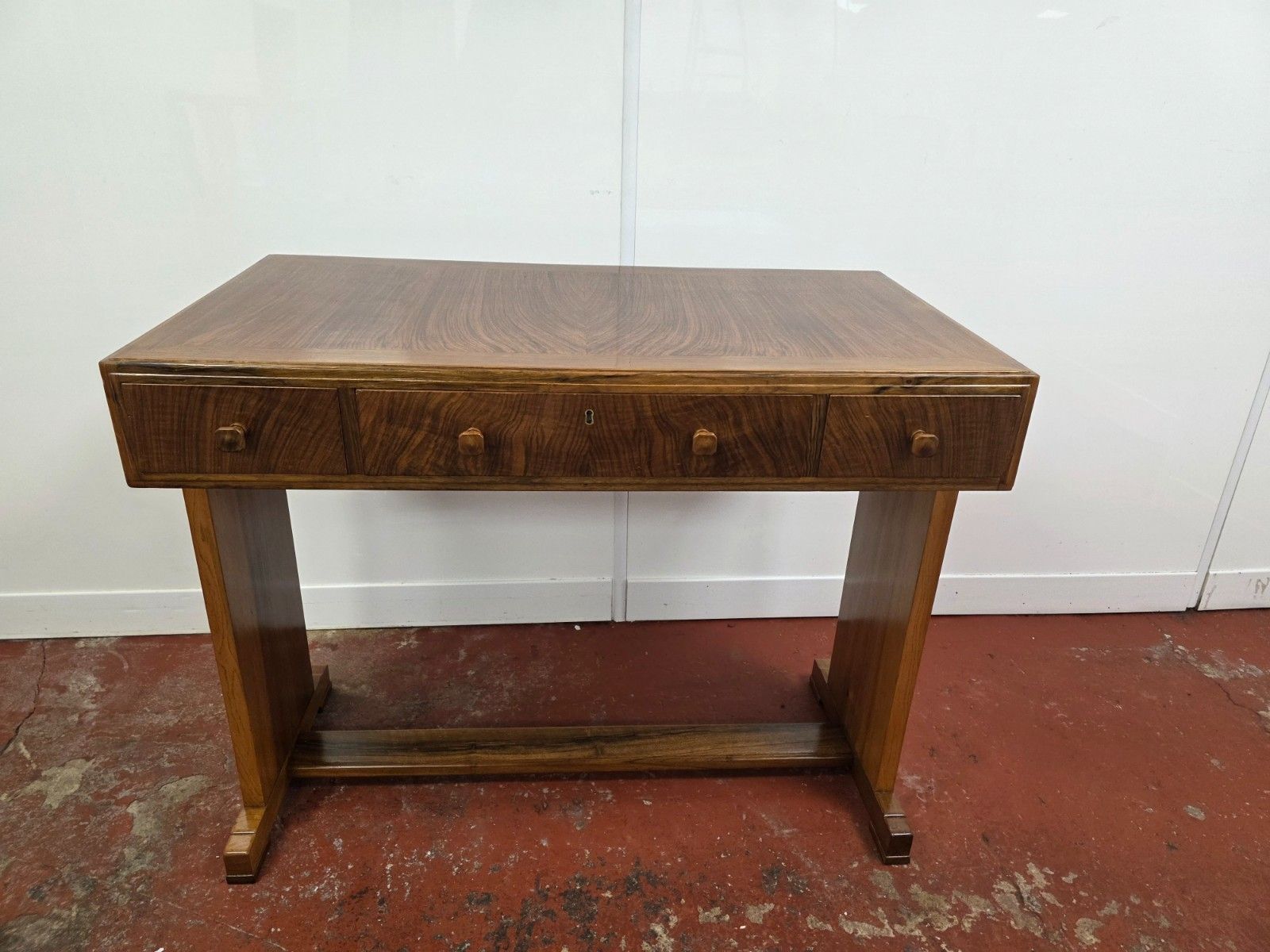 Furniture Heals Of London 1930s Walnut Art Deco Desk/Sidetable photo