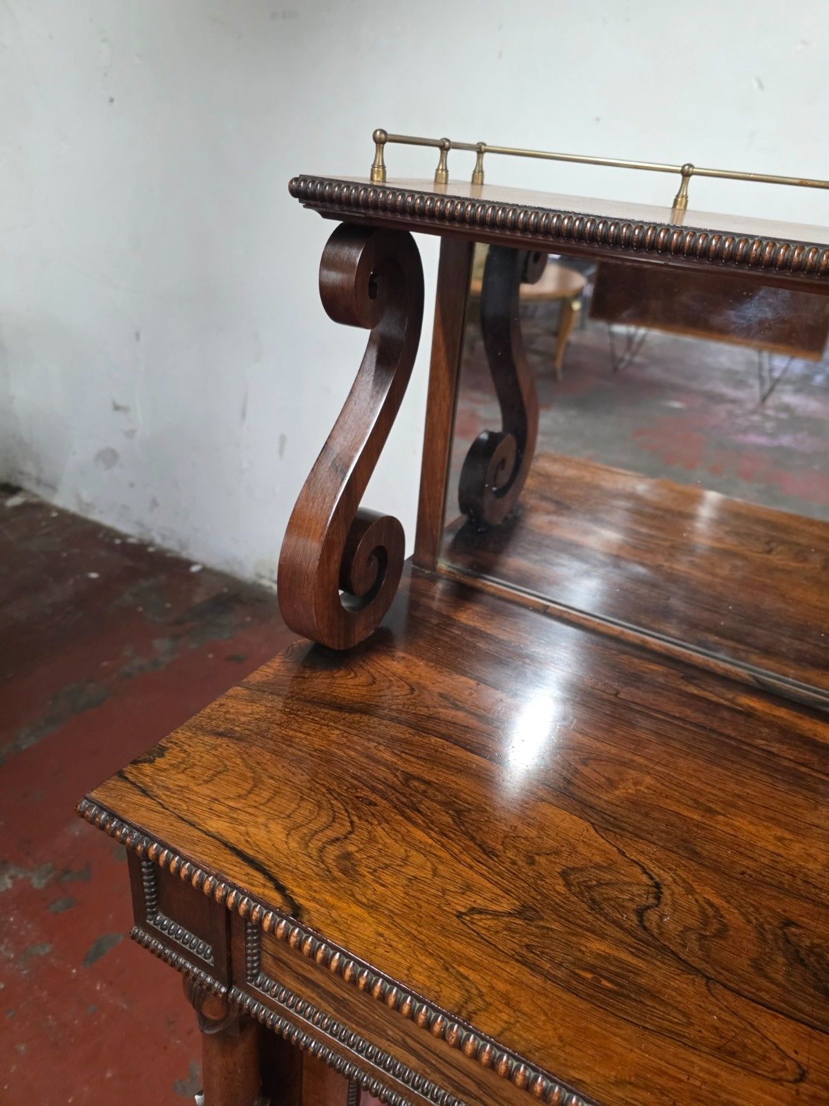 Antique Rosewood William IV Chiffionier Mirror Back Book Case photo vintage