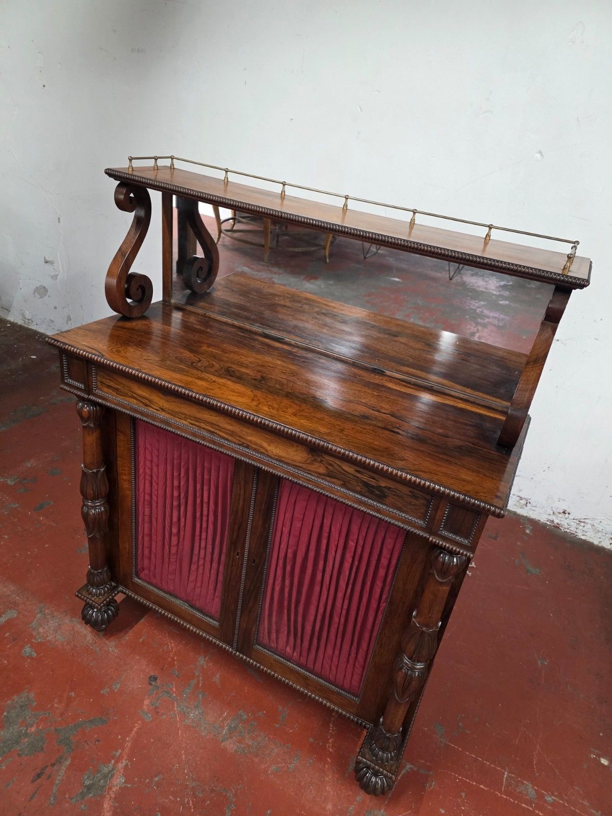 photo furniture Antique Rosewood William IV Chiffionier Mirror Back Book Case