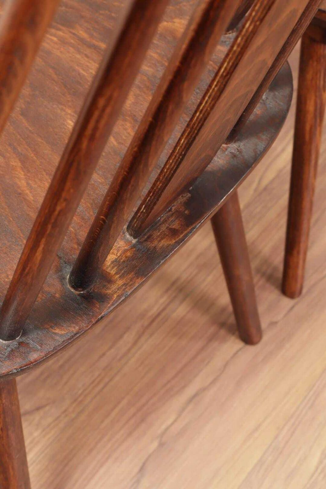 Paire Wooden Stick Dining Chairs Walnut Color Original 1960s photo buy