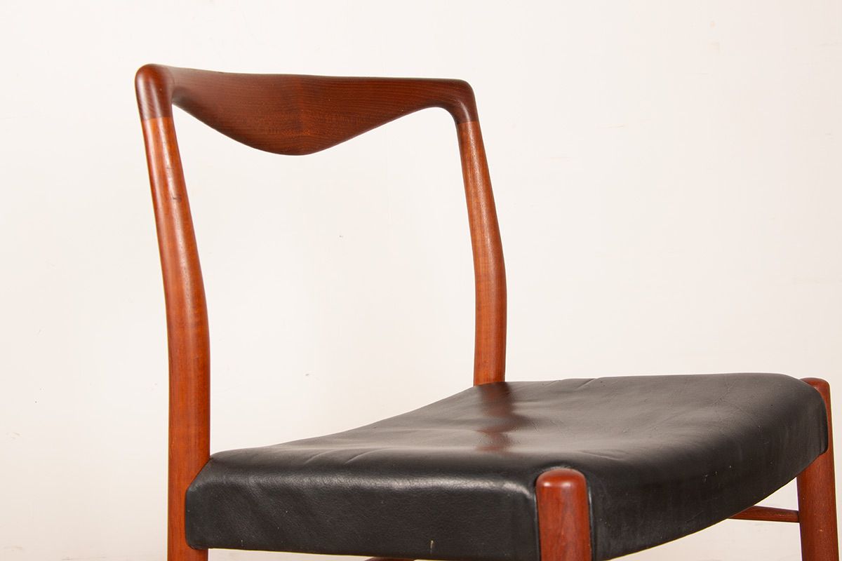 Pair Of Danish Teak And Skai Chairs By Lyngfeldt Larsen For Soren Willadsen Mobelfabrik 1960. photo vinterior