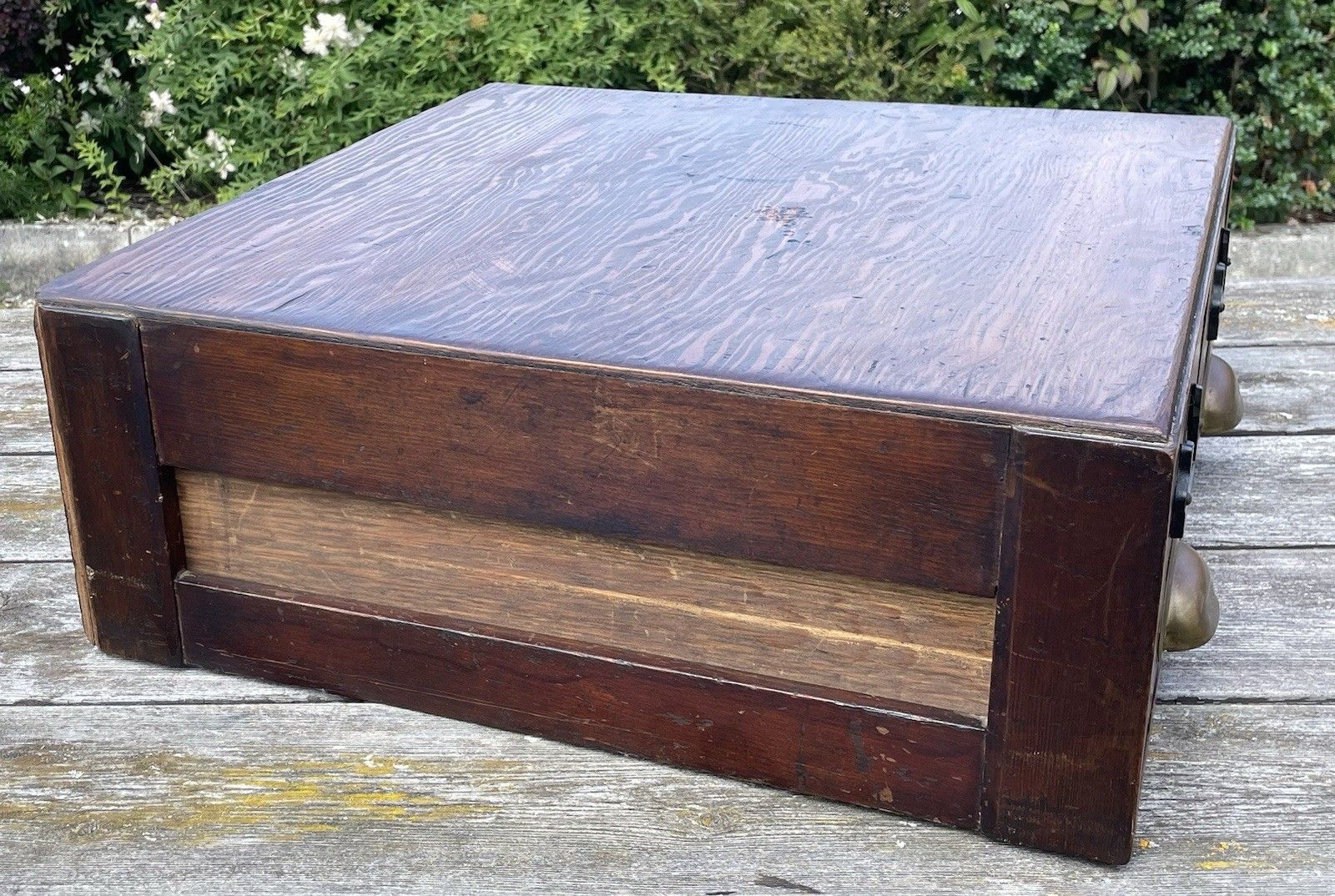 Furniture Rare Reeves & Sons Table Top Filing Index Oak Drawers Dated 1945 Larger Size photo