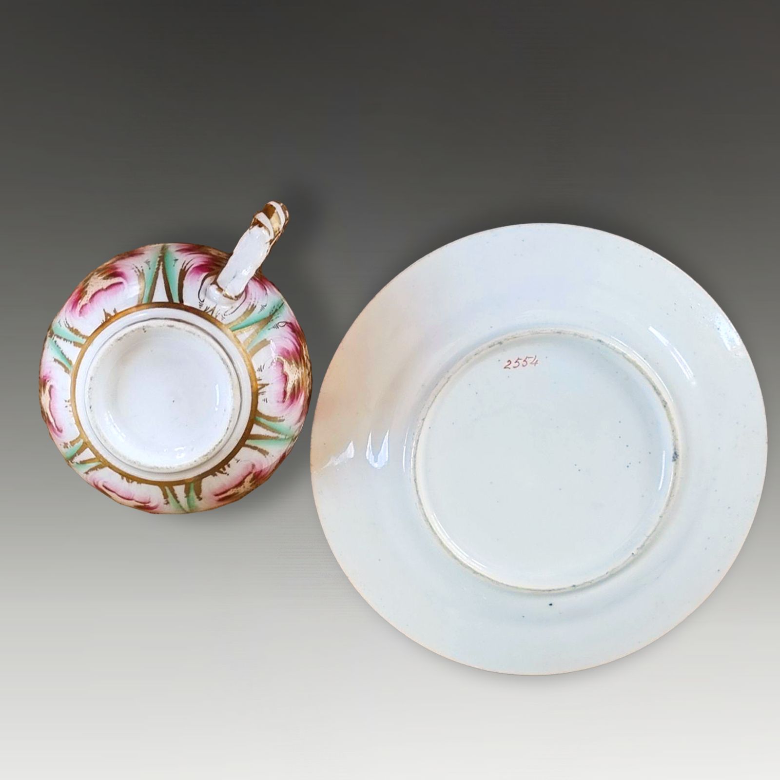 Early English Gilded Porcelain Teacup And Saucer  Coalport 1850 Superb Quality photo 190.0