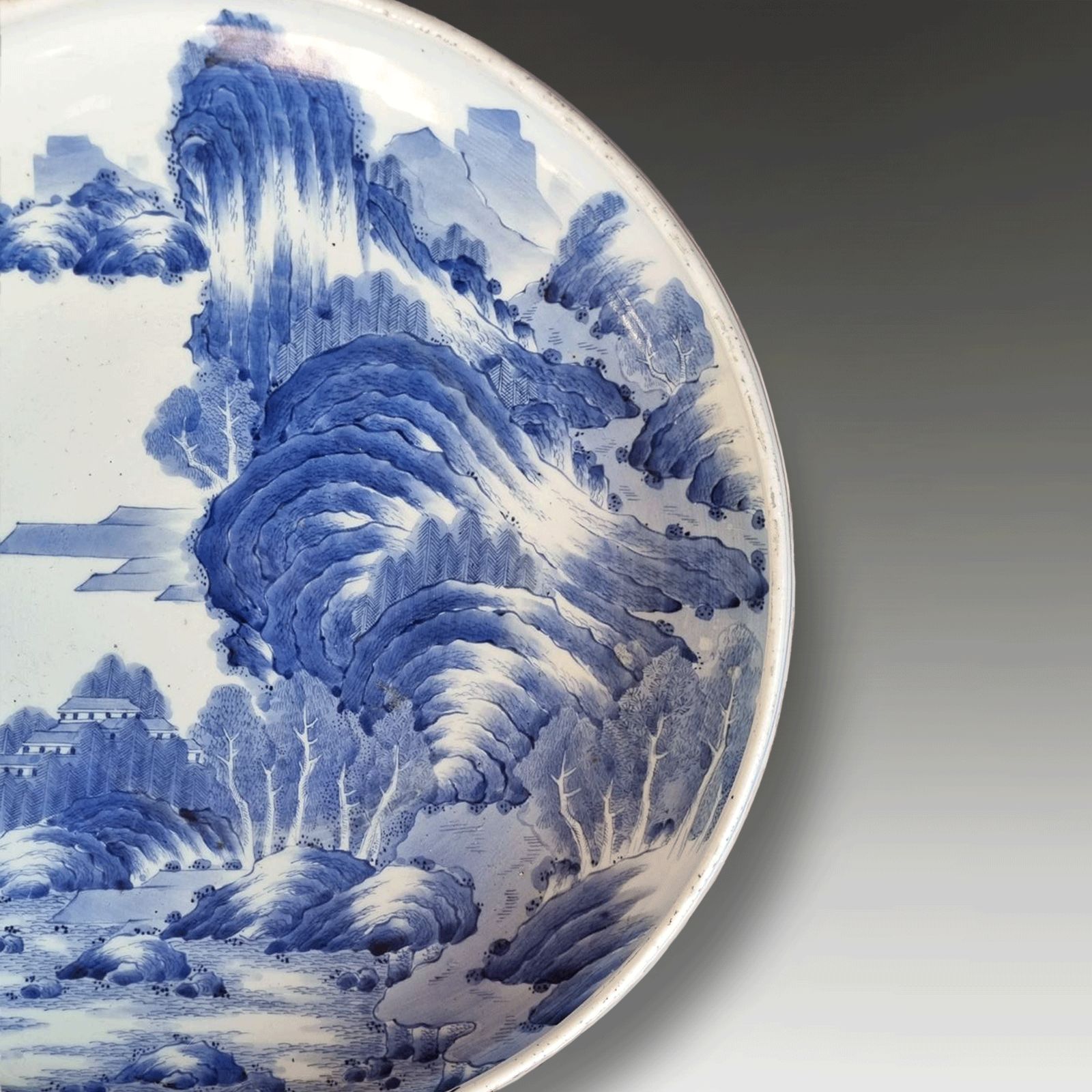 Japanese Edo Period  Charger/ Bowl  "Master Of The Rocks" Magnificen T  40cm D photo furniture