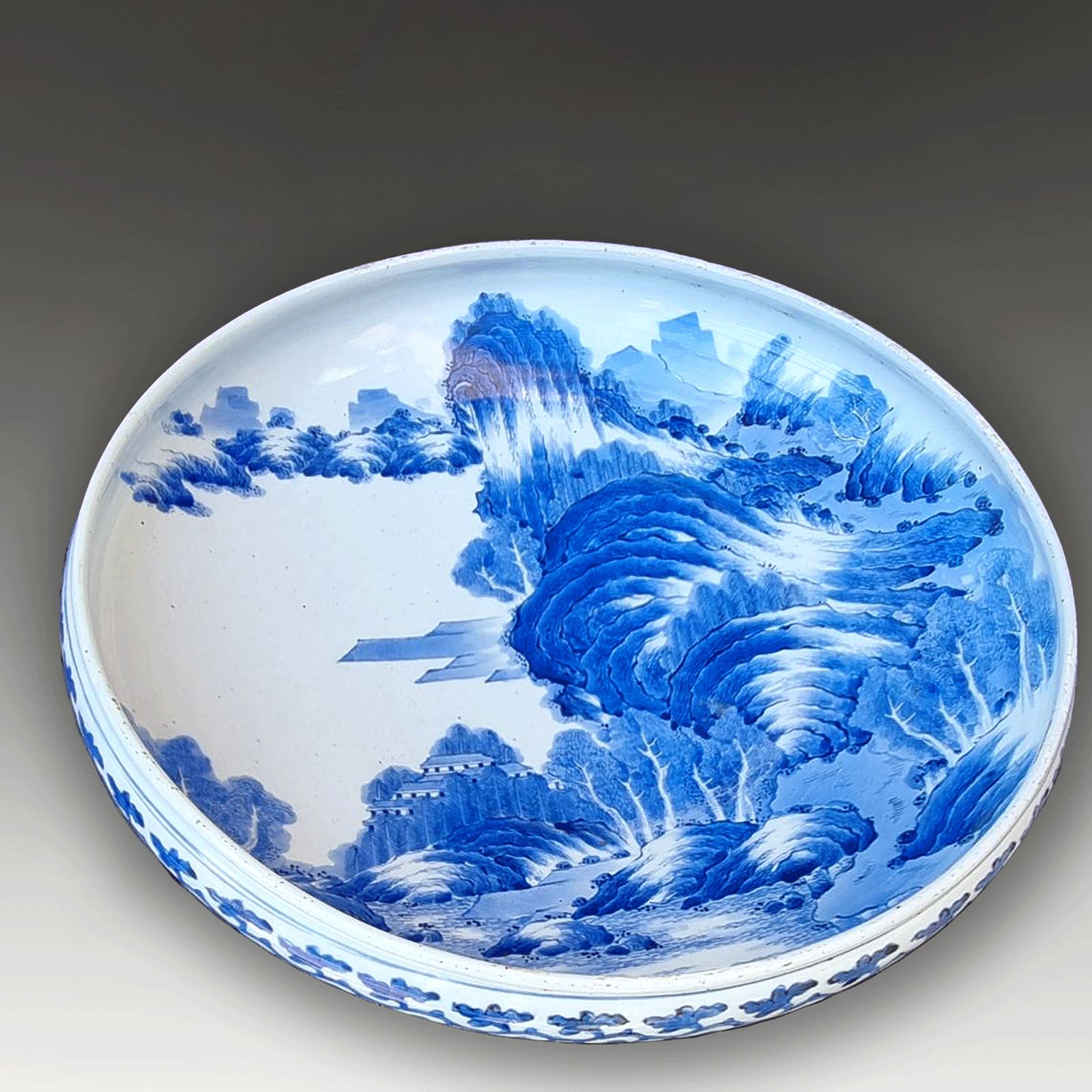 Japanese Edo Period  Charger/ Bowl  "Master Of The Rocks" Magnificen T  40cm D photo for sale